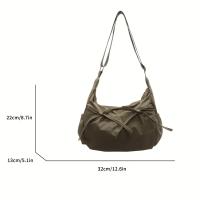 Bolso de hombro de nailon de gran capacidad para mujer - Estilo vintage, color sólido con detalle de lazo, correa ajustable, múltiples bolsillos con cremallera, bolso cruzado duradero y versátil - details 5