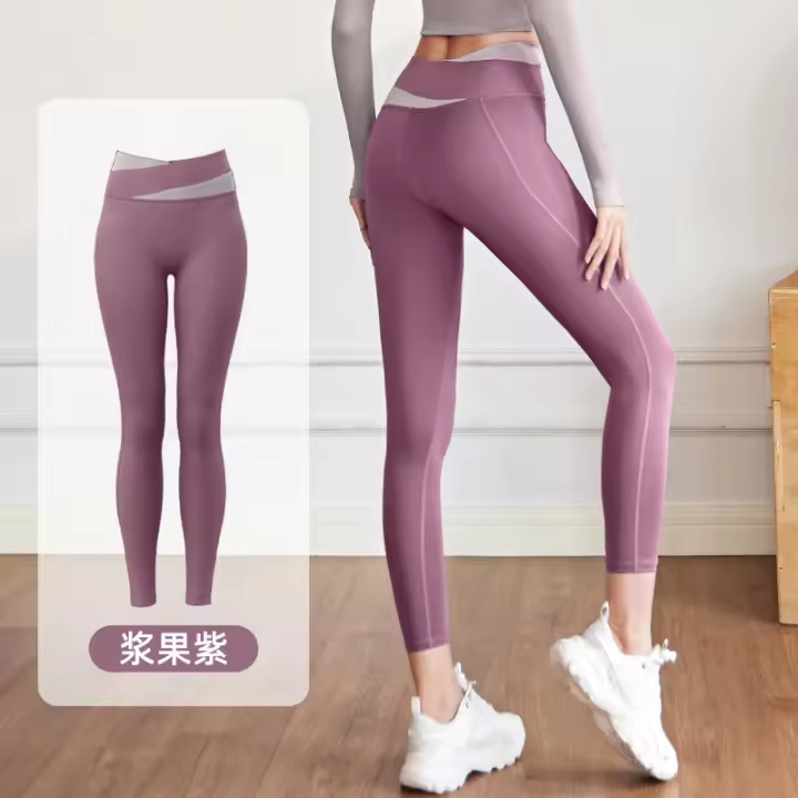 Ropa de yoga a juego de color melocotón, cintura alta, levantamiento de cadera, fitness, correr, traje deportivo para mujer - 1