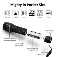 Mini linterna LED con enfoque telescópico de 3 velocidades, aleación de aluminio fuerte linterna de iluminación al aire libre, super brillante - details 1