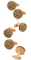 Diseño vintage redondo en bronce, oro, plata, gemelos para camisa, joyería de lujo, gemelos de metal y cobre para hombre - details 0