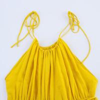 BUNO-diseño de estilo de vacaciones, vestido tipo chaleco atado con cuello, novedad de verano 2025, falda larga acampanada con cintura ajustada y adelgazante - details 3