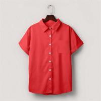 Blusa lisa de manga corta para mujer, camisa informal de un solo pecho, de moda - details 25