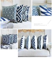 Funda de almohada bordada de algodón azul, cojín de decoración del hogar, bordado geométrico, hilo de ganchillo, sofá, cojín trasero - details 13