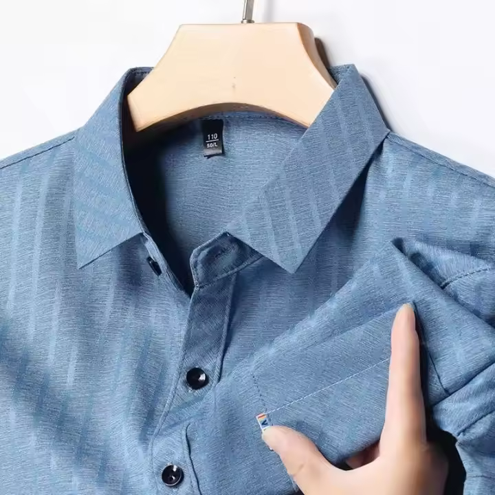 Nueva camisa de manga corta estampada informal de negocios, para hombre, resistente a las arrugas, sin necesidad de planchar, top versátil adecuado para todos - 1