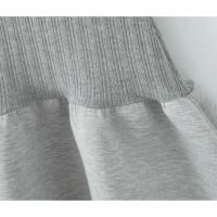 Vestido Mini de Moda para Mujer de Otoño Patchwork de Punto Americano con Cuello de Gorro y Mangas Cortas Vestido Grueso y Elegante para Ellas - details 6