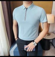 Polo de manga corta bordado de malla transpirable de verano para hombre, camiseta informal de negocios con solapa y media cremallera, - details 21