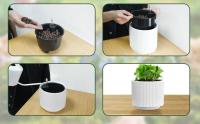 Macetas de Cerámica con autorriego, indicador de nivel de agua con orificios de Drenado, macetas de exterior con autorriego para plantas de Interior, macetas Grandes de facil Cuido, macetas para Potos Violetas - details 0