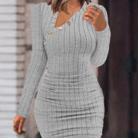 Vestido ajustado de manga larga para mujer, escote, sexy, para boda, fiesta de noche - details 8