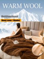 Manta cálida de invierno para sofá cama, funda de lana gruesa de Color sólido para dormitorio, sala de estar, adultos y niños - details 4