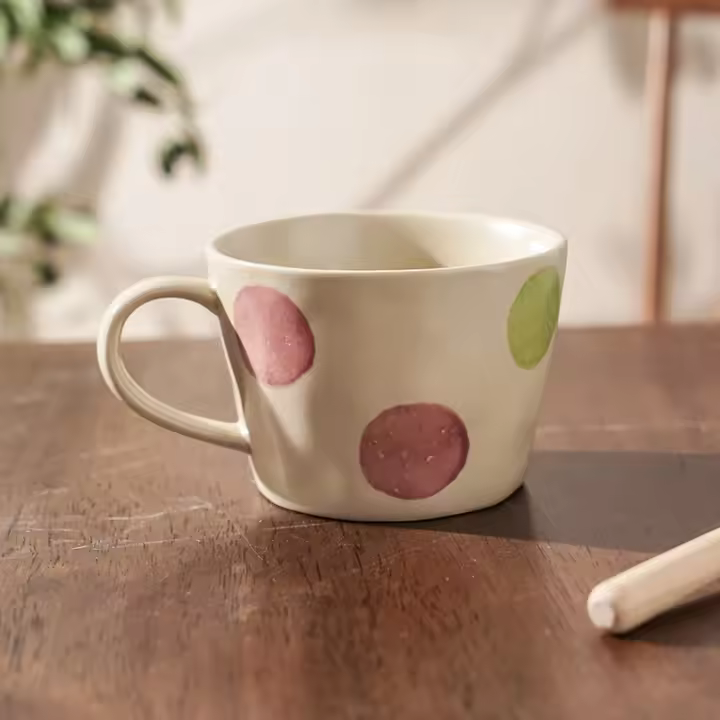 Taza de lunares de color cerámico Vintage, taza de café para el hogar, arcilla japonesa simple ins, pintada a mano, nórdica - 1