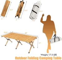 Mesa de picnic plegable, camping portátil con bolsa de transporte, mesa interior y exterior para patio, jardín, playa, fácil montaje - details 6