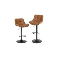 Juego de 2 taburetes de bar giratorios, taburetes altos con altura ajustable entre 60,5 y 82 cm, taburetes de cocina, estructura de metal, con respaldo y reposapiés, 0651BY-2 - details 9