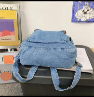 Nueva moda simple tendencia mochila de gran capacidad bolsa de mezclilla duradera universidad escuela secundaria junior escuela secundaria bolsa de estudiante - details 8