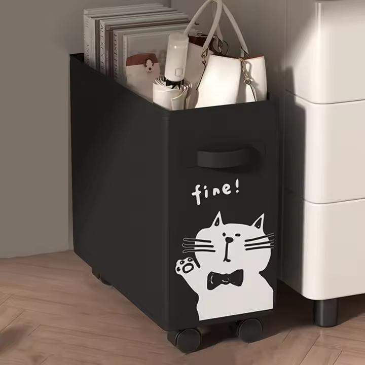 Cesta de almacenamiento para carrito de escritorio, tela Oxford, ahorro de espacio, cesta de ropa sucia plegable desmontable con ruedas a prueba de humedad - 1