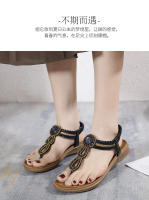 Sandalias de nuevo estilo con diamantes de imitación, cómodas, de punta redonda, para vacaciones en la playa, zapatos planos de talla grande - details 34
