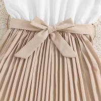 Falda Plisada de Khaki para Niñas Mangas de Pétalo Blanco Estilo Preppy para Cumpleaños - details 4