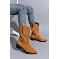 Botas de mujer de medio barril, botas cortas de tacón grueso con punta puntiaguda bordada, de moda, novedad - details 5