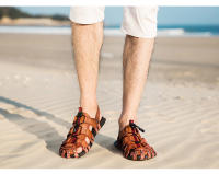 Sandalias suaves de verano para hombre, zapatillas informales de cuero para exteriores, antideslizantes, ligeras y cómodas, zapatos deportivos de playa - details 11