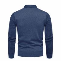 Otoño e Invierno nuevo suéter falso de dos piezas para hombres con forro polar y cuello tipo Polo ajustado camisa inferior de punto gruesa y cálida - details 7