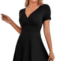 Moda Vestido De Mujer Europeo Y Americano con Cuello en V, Falda De Volantes, Falda Corta, Temperamento, Vestido De Viaje - details 3
