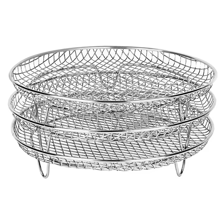 Estante Redondo de Maple inoxidable para freidora de Aire, rejilla apilable de 8 pulgadas Y 3 Capas, para el hogar, Cocina, Horno - 1