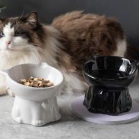 Dispensador de alimentos, cuenco de cerámica para gatos, bonito y creativo cuenco de base alta para mascotas, antivuelco, multiusos, alimentador para beber para mascotas, protección del cuello - details 10