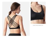 Sujetador deportivo para mujer, Push Up, sin aros, acolchado, entrecruzado, con tiras, para correr, entrenamiento de gimnasia, entrenamiento, ropa interior de Yoga, Tops cortos - details 11