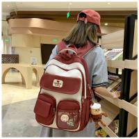 Nueva y bonita versión coreana de la mochila del campus ins para estudiantes femeninas de primaria y secundaria de gran capacidad, mochila ancha con correa para el hombro fuerte y duradera. - details 28