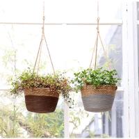 Cesta que teje de la cuerda de cáñamo de la maceta del balcón de la carne del jardín interior - details 4