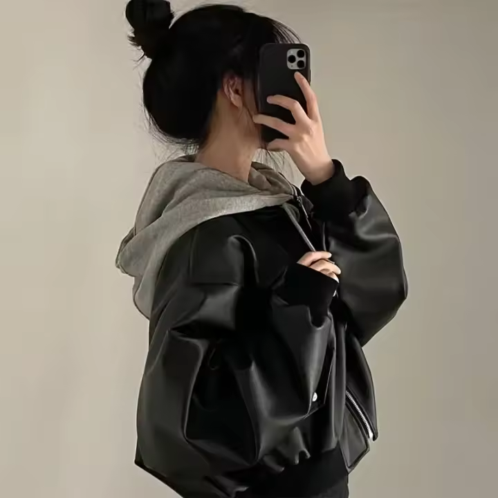 Chaquetas holgadas con capucha para mujer, camisetas de moda, chaquetas coreanas - 1