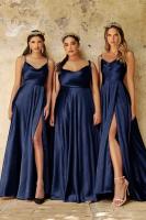 Vestido de Graduación Largo para Mujer Traje Elegante de Denim con Escote Alto, Espalda Descubierta, Cremallera en la Espalda, Ocasiones Formales, 2025 - details 6