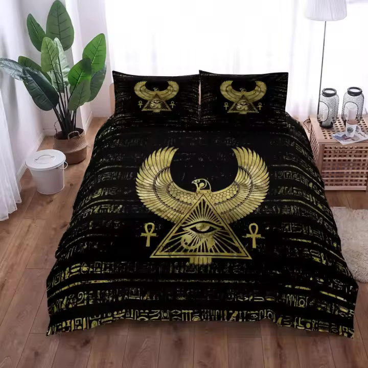 Juego de funda nórdica étnica egipcia Horus, juego de ropa de cama individual, doble, Queen, King, US Twin, tamaño King - 1