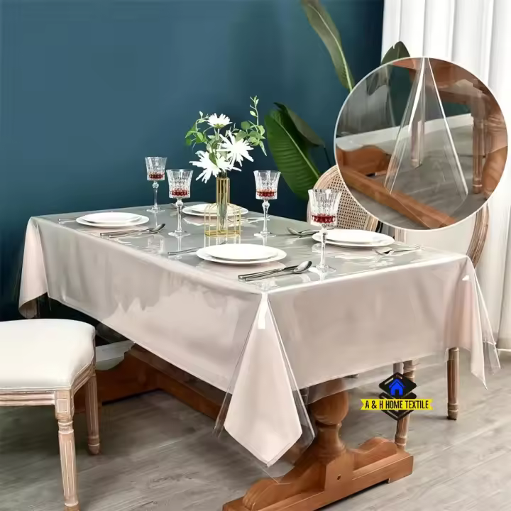 Mantel transparente de PVC, impermeable, a prueba de aceite, cuadrado, rectangular, para mesa de centro, B-419 - 1