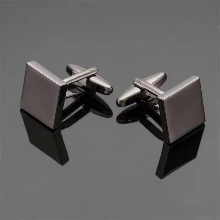 Gemelos de camisa franceses clásicos para hombre, botones cuadrados de metal negro de alta calidad, accesorios comerciales TRE, regalos de joyería - 1