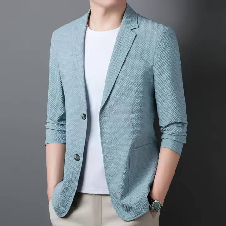 Nuevo estilo fino de primavera 2025 para hombres, chaqueta de traje informal de negocios, ropa occidental única para hombres - 1