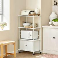 Mueble Microondas Cocina Estante de Cocina Carrito Auxiliar con Ruedas Blanco 40 x 60 x 114 cm FRG12-W ES - details 2