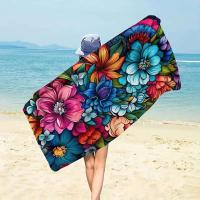 Toalla de playa de microfibra con elemento impreso de una cara ral multicolor Las toallas de baño son súper absorbentes y fáciles de transportar en casa - details 2