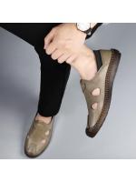 Zapatos de hombre 2025 nuevo verano hueco transpirable con agujeros, zapatos Oxford con suela antideslizante, zapatos de conducción transpirables, zapatos casuales de cuero para hombre - details 4