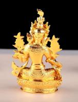 Hengjia Estatua de Tara Verde Decoración Adorno Chapado en Oro Guanyin Bodhisattva Adoración Hogar 2 Pulgadas - details 8