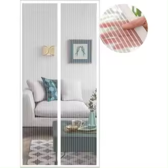 Cortina mosquitera magnética para puertas, versión mejorada, 85x205 cm, malla magnética para puerta, color blanco, para puertas exteriores, fácil de instalar y proteger de los mosquitos. - 1