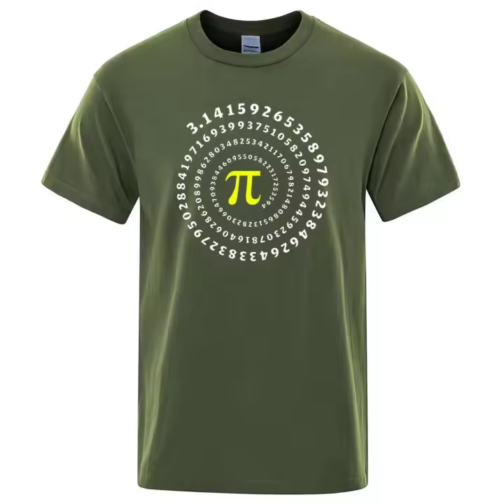 Interesante camiseta de algodón con estampados matemáticos geométricos y en espiral, adecuada para hombre, ropa de calle de manga corta - 1