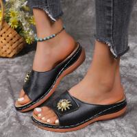 Sandalias casuales de verano para mujer, nuevas, con plataforma, flores, punta abierta, talla grande, cosidas y huecas - details 1