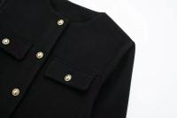 Chaqueta Corta Elegante para Mujer 2024 Cuello Redondo Manga Larga Abrigo con Bolsillo de Volteo Casual de Moda para Mujeres - details 24