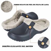 Zuecos clásicos forrados de piel para hombre y mujer, zapatos de jardín impermeables, zapatillas peludas de Casa cálidas para interiores y exteriores, Invierno - details 10