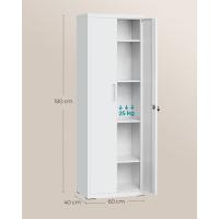 Armario de Garaje de 5 Estantes con 2 Puertas, Armario de Oficina, 40 x 80 x 180 cm, 1 Cerradura, Estantes Ajustables, Gabinete de Metal, Gris Mate OMC015G01 - details 27