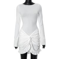 Elegante Vestido Bodycon con Volantes Manga Larga, Giro de Volantes, Vestido Mini para Mujer en Otoño Moda de Fiesta en Club Elegante - details 0