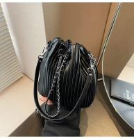 Bolso minimalista de cubo para mujer Cierre con cordón, bolso de mano elegante para uso diario y formal Accesorio de moda en tonos beige, negro, gris, khaki, rosa Finalización texturada - details 7