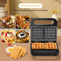 Máquina para hacer gofres 750W, máquina para hacer gofres personal, máquina para hacer gofres pequeña, máquina para hacer gofres antiadherente, mango de tacto frío, pequeño electrodoméstico automático para cocina, celebración de reuniones familiares, past - details 5