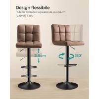 Taburete de Bar Juego de 2 Regulable en Altura, Sillas de Cocina Giratorias en 360° con Resalto y Reposapiés, Acero Cromado, Blanco LJB64W - details 23
