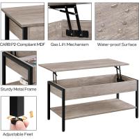 Mesa de Centro Elevable Mesa de Café con Revistero Mesa Baja de Industrial para Sofá Salón 104,5x49,5X(47-62) cm - details 12